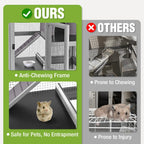 Large Ferret Cage, Chinchilla Cage with 5 Levels, Wooden Guinea Pig Cages with Wheels, Small Animal Cages with Ramp, Hideout, Pull Out Tray, for Rat, Hamster, Hedgehog