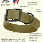 Dogline Biothane Waterproof Dog Collar Strong Coated Nylon Webbing with Black Hardware Odor- Proof for Easy Care Easy to Clean High Performance Fits Small Medium or Large Dogs, Olive Drab Green
