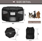 DONORO Dog Playpen Portable Pet Play Pens for Small Dog/Cat/Rabbit/Chicks, Cat Playpen Indoor/Outdoor with Carring Case, Removable Zipper Top and Bottom (Black, Medium (36"x36"x20"), 8)