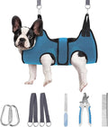 PAWCHIE Dog Grooming Hammock Harness for Dog Cat with Pet Nail Clipper Trimmer-Breathable Cat Hanger Sling for Trimming Clipping Nails-Dog Hammock Restraint Bag for Small Medium Large Dog, Dark Blue S