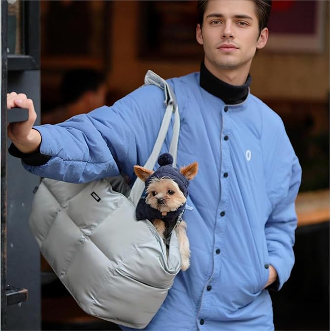 Small Dog Carrier Purse & Cat Tote Bag, Soft-Sided Handbag with Safety Strap, Breathable Mesh, Comfort Carry & Plush Cotton Interior, Lightweight Pet Travel Carrier for Daily Adventures (Yellow)