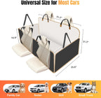 Dog Car Seat Cover for Back Seat, Dog Car Bed Cover with Strong Hard Bottom, Car Back Seat Extender Hammock for Car SUV Truck 4 Panels Beige Color