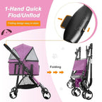 BestPet Pet Stroller Premium 3-in-1 Multifunction Dog Cat Jogger Stroller for Medium Small Dogs Cats with Folding Lightweight Travel & Detachable Carrier,Purple