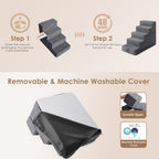 EHEYCIGA Dog Stairs for High Bed 22.5" H, 5-Step Dog Steps for Bed, Pet Steps for Small Dogs and Cats, Non-Slip Balanced Pet Ramp Indoor, Grey