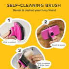 Deshedding Dog Brush for Shedding – Self Clean Cat Brush Deshedding & Grooming Tool for Long Haired and Short Haired Dogs, Slicker Brushes for Dogs, Skin-Friendly, Retractable Bristles, Easy to Clean