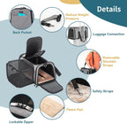 Petsfit Cat Carrier Airline Approved, 17 X11 X11 Soft-Sided Pet Carrier for Medium Cat/Small Dog with Extra Relax Space, Pet Privacy Protection, Fit for Travel, Gray