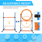 Dog Agility Training Equipment, 72-Piece Obstacle Course Training Starter Kit Indoor Outdoor Game for Dogs with Agility Hurdle, Jump Ring, Weave Poles, Pause Box, Toy Balls and Storage Bag