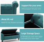 58’’ Storage Bench for Bedroom, Upholstered Button-Tufted Ottoman with Solid Wood Legs, Queen Size End of Bed Shoe Cabinet, Window Seat Foot Rest Stool for Entryway, Living Room (Teal)