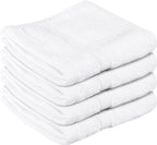 Towel and Linen Mart 100% Cotton- Wash Cloth Set -Pack of 4,Quick Dry,Luxurious,Absorbent,Soft Feel Spa & Hotel Perfect for Daily Use (12X12 White)