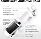 FZONE 1.2Gal Small Fish Tank with Plant Pot, All-in-one Desktop Aquarium Kit with Adjustable 4 Color Light Modes,20dB Filtration Pump,Detachable Backdrop,Invisible Touch Switch, Office & Home Decor
