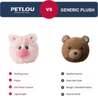 Pet Lou 4 Inch Squeaky Pig Dog Plush Toy, Stuffing-Free Soft Plush, Durable Bouncy Squeaker Ball, Floats in Water, for Small & Medium Dogs, Pink