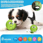 3.14" Squeaky Dog Toys Funny Smile Face Chewing Latex Rubber Soft Fetch Play Interactive Squeaky Dog Balls for Puppy Small Medium Pet Dog (6PCS)