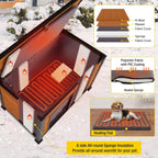 Aivituvin Dog House Outdoor Heated Dog Kennel with Insulated Liner & Heater for Winter Strong Iron Frame Large Dog Cage for Small & Medium Dogs,33.5"