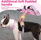PUPTECK No Pull Dog Harness Medium Sized, Adjustable Reflective Dog Harness with Handle Easy Control, Comfortable Soft Padded Pet Vest Harness for Medium Dogs, Plaid Pink M
