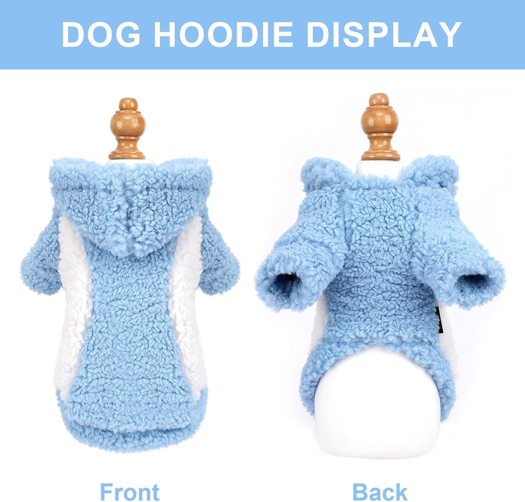 YIKEYO Dog Hoodie Pet Clothes Sweater with Hat Soft and Warm Cold Weather for Small Patchwork Hood(Blue, XXS)