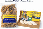 Farm to Feathers™ Bird Economy Millet & Cuttlebone Bundle – USA Grown Millet Sprays for Parakeets, Budgies, Cockatiels, Finches & Canaries – 9oz (Pack of 1) + 4” Cuttlebone (4 Pack)