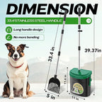 UPSKY Dog Pooper Scooper Swivel Bin & Rake Kit with 100 Waste Bags,33.4" Stainless Steel Long Handle Heavy Duty Pet Poop Shovel for Large Medium Small Dogs, Odor-Proof Lid for Yard/Lawn/Outdoor Use