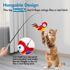 Vannon Cat Toys Flapping Bird(Cannot Fly), Rechargeable Touch Activated Kitten Toy Interactive Cat Exercise Toys with Catnip and Feather for Indoor Cat - Red