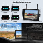 Fookoo HD 1080P 7-inch Wireless Backup Camera, 7" Split Screen Monitor + Rear View Licence Plate Camera, DIY Guide Lines Wide Angle IP69 Waterproof Easy to Install for Car Pickup Van SUV - DW7CT