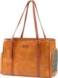 Fashion Dog Purse Pet Carrier Leather Bag for Small Dogs Cats Puppy, Portable Tote Bag Airline Approved Soft-Sided Carriers (Brown)