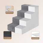 EHEYCIGA Dog Stairs for Bed 18" H, 4-Step Dog Steps for High Bed, Pet Steps for Small Dogs and Cats, Non-Slip Balanced Pet Ramp Indoor, Grey