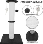 Cat Scratching Post 34 Inches Heavy Duty and Thicker Cat Scratching Post Sisal Rope with Hanging Ball and Mice Scratching Post for Indoor Cats and Adult(Black)