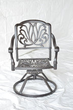 Elizabeth Outdoor Patio 9pc Dining Set 44" X 84" Cast Aluminum, Walnut Cushions