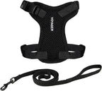 Voyager Step-in Lock Adjustable Cat Harness w. Cat Leash Combo Set with Neoprene Handle 5ft - Supports Small, Medium and Large Breed Cats by Best Pet Supplies - Black, XXS