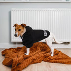 SAWMONG Dog Security Hoodie,Flannel Pet Hooded Sweater with Hat Puppy Pullover Sweater Shirt,Dog (Black,L)