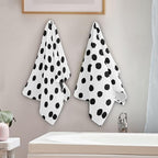 2 Pack Black White Polka Dots Hand Towels for Bathroom,Soft Absorbent Boho Black Spots Doodle Kitchen Dish Towels,Modern Decorative Guest Bathroom Towels for Bath,Face,Shower,Gym 14"x28"