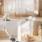 6 PCS Interactive Cat Feather Toys, Indoor Hanging Retractable Cat Toy, Self Play Toys Make Fun Excecise