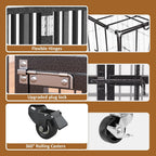 Polar Aurora Heavy Duty Dog Crate, Foldable Indestructible Dog Kennel, Escape Proof Extra Large Dog Cage with Lockable Wheels, High Anxiety Pet Playpen with Double Door for Indoor/Outdoor Use. (60in)