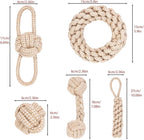 Rope Toys for Small and Medium Dogs, Chew Toys for Aggressive Chewers, Handwoven Cotton & Hemp Chew Toys with Knot and Ball, Interactive Toys for Tug of War, Training, Gum Massaging (5Pcs, Hemp Toys)