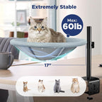 Cat Desk Bed - 360° Rotating & Height Adjustable Cat Hammock Perch, Sturdy Cats Bed for Desk with Removable Washable Cover, Supports Up to 60lbs, Perfect for Indoor Cats