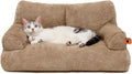MEWOOFUN Dog Couch, Supportive Small Dog Bed for Puppy and Cats with Removable Washable Cover, Fluffy Cat Couch with Non-Slip Bottom (Camel, 26.0" L X 19.0" W X 13.0" Th)