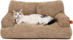 MEWOOFUN Dog Couch, Supportive Small Dog Bed for Puppy and Cats with Removable Washable Cover, Fluffy Cat Couch with Non-Slip Bottom (Camel, 26.0" L X 19.0" W X 13.0" Th)