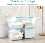 Vtopmart 2 Pack 72 QT Crystal Clear Storage Bins with Lids, 4 Pack Stackable Plastic Large Latching Boxes Totes Tubs Container for Closet Organizers and Storage, Bedroom, Clothes, Bedding
