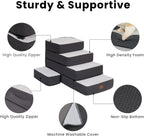 5-Step Adjustable Dog Stairs for High Beds, Dog Steps for Small Dogs and Cats, Foldable Pet Stairs for Bed Climbing, Non-Slip Pet Step Indoor, Grey
