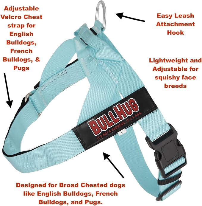 Adjustable Dog Harness– No Pull, No Choke – for English Bulldogs, French Bulldogs, Pugs & Broad-Chested Breeds – Easy, Safe Walks (Bright RED, Medium)