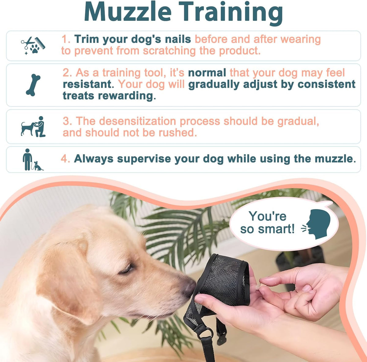 LUCKYPAW Dog Muzzle, Mesh Muzzle for Large Medium Small Dogs, Soft Mouth Guard for Biting Chewing, Breathable Mouth Guard with Adjustable Strap for Training(Brown, M(Snout:8.75"-9.5"))