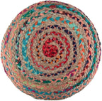 SIMPLIHOME Margo Boho Round Pouf in Multi Color Braided Jute for the Living Room, Bedroom and Kids Room