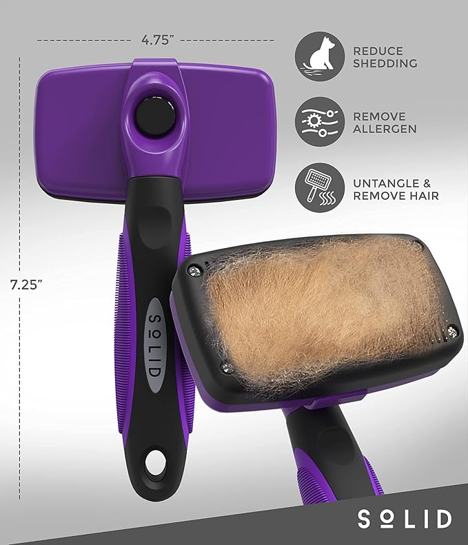 Pet Slicker Brush - Dog & Cat Brush for Shedding & Grooming - Dematting & Detangling Self-Cleaning Brushes for Dogs, Cats & Pets