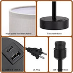 Dicoool Grey Touch Bedside Lamp with USB - 3 Way Dimmable Table Lamp for Bedroom, Nightstand Lamp with Black Charging Station for Desk Dorm, Office, Boy Kids Room, Small