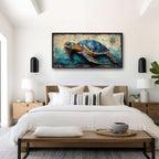 Large Nautical Turtle Wall Art for Living Room, Coastal Ocean Canvas Oversized Wall Decor, Beach Aesthetics Framed Pictures Painting Print Artwork for Bedroom Office 60L" x 30W"