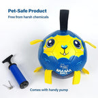 Race&Herd 9" Jolly Soccer Ball for Dogs - Tough Durable Dog Ball Toy with Straps, Pet Bouncy Herding Balls for Dogs, Floating Dog Balls with Tags for Water Fetch (BaaBaaBall, Daddy Sheep)