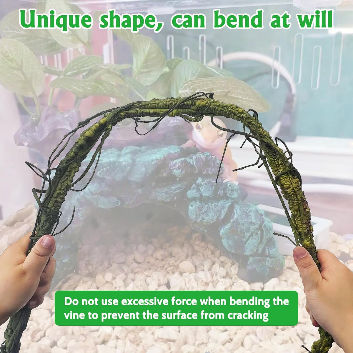 VCEPJH Large Reptile Vines Thick Terrarium Plants 118 Inches Long Flexible Climbing Branch Snake Tank Accessories Greenery Habitat Decor for Bearded Dragon Chameleon Gecko Frog Lizard (L)