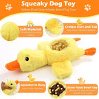 Yellow Duck Plush Dog Toys with Squeaks, Food Hiding Function & Interactive Play - Durable & Fun for Large, Medium & Small Dogs