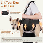 Full Body Dog Lift Harness, Support Senior & Disabled Dogs Walking | Help Up & Down Stairs Grooming, Dog Sling Backpack, Front Hind Leg Joint Injuries, Reflective, Soft Padded Handle | Black, M