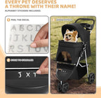 Magshion 3-Wheel Pet Stroller for Small/Medium Dog Cat, Up to 33lbs, Black | Foldable Travel Jogger w/ Breathable Mesh Cover, Lightweight Design, Safety Tethers, Cup Holder & Storage Basket