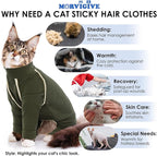 Cat Onesie - Army Green, Soft & Breathable Cat Pajamas for Sizing S. Surgery Suit & Hair Spreading Prevention